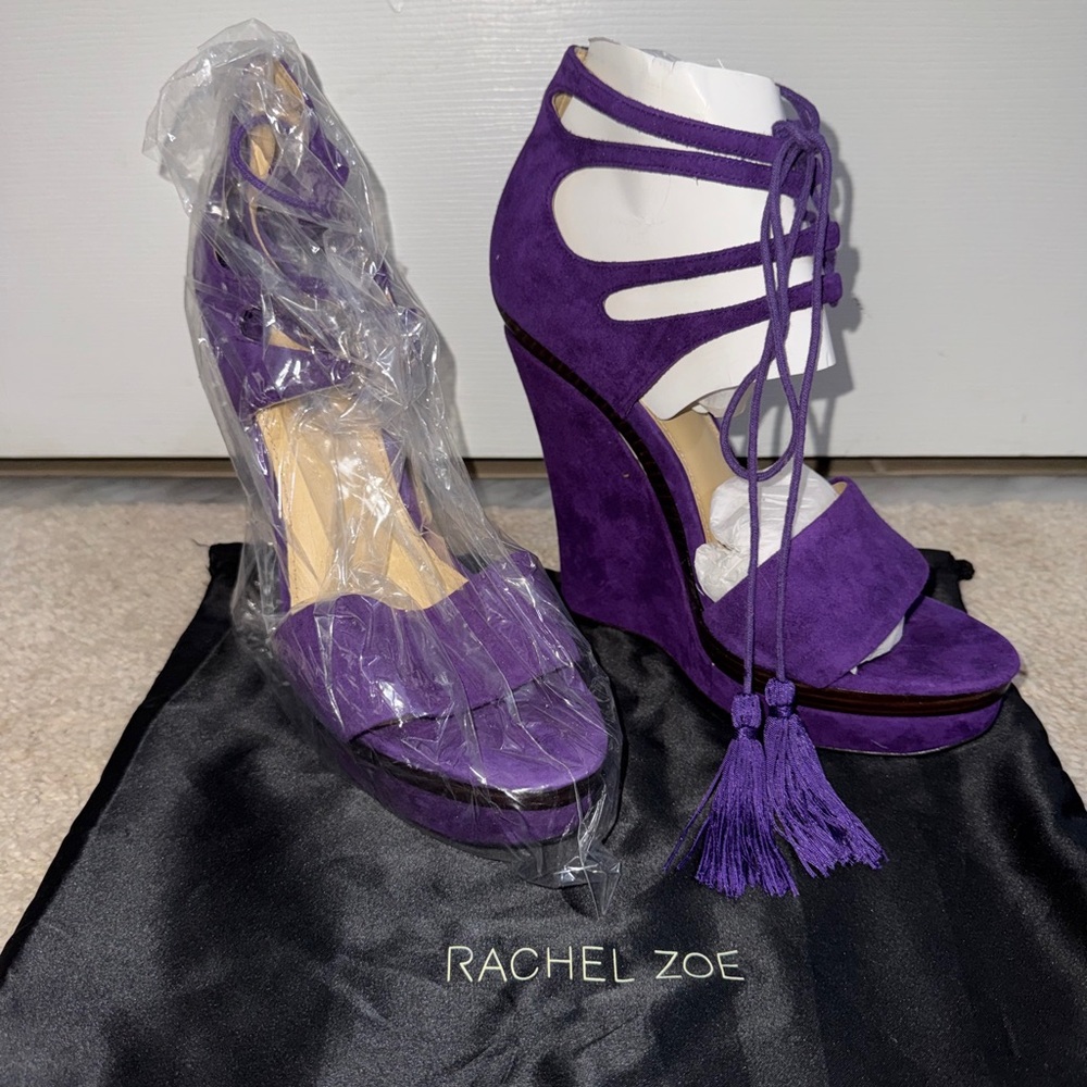 Rachel Zoe Suede Women's Wedge Sandals in Purple NWT SZ 10